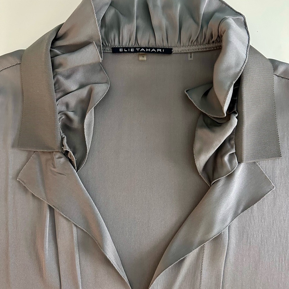 Elie Tahari Charcoal Sleeveless Blouse